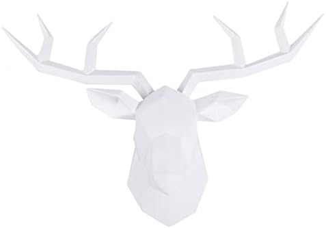Solid Color 3D Deer Head Wall Decor for Home Office Bar Resin Animal Sculpture