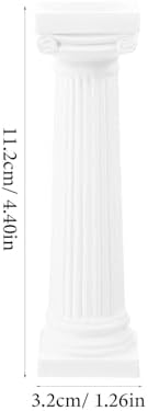 6pcs Roman Pillar Statue Decor - White Plastic Mini Figurine for Home and Wedding