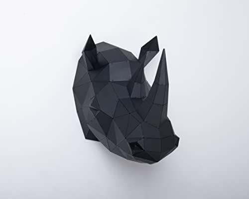 Rhino 3D Metal Wall Sculpture - Handmade Decor