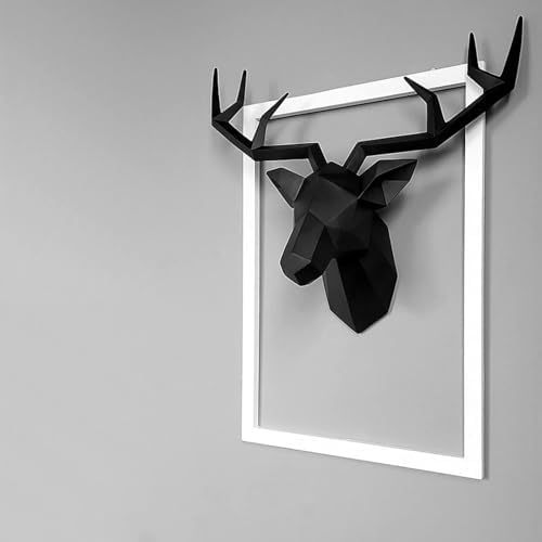 XYQXYQ Geometric Deer Head Wall Sculpture - Modern Resin Decor