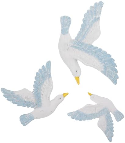 HEALLILY 3pcs Wall Art Resin Seagull Statues Coastal Decor
