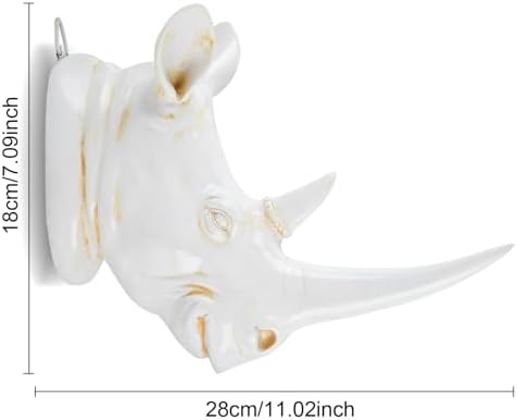 11 Inch Resin Rhino Head Wall Decor Art