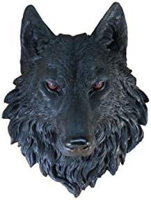DWK Lucian Black Wolf Wall Statue Bust 16 Inch