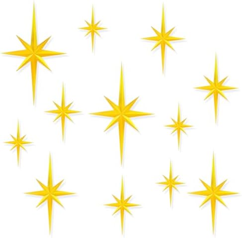 3D Gold Star Wall Decals 12PCS Mid Century Modern Decor