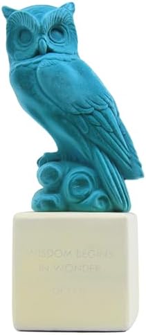 Turquoise Flocked Owl Sculpture for Home and Office Decor