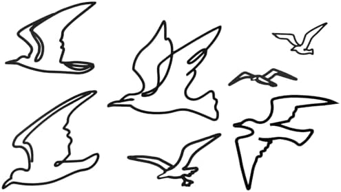 7 Pcs Metal Seagull Wall Art - Black Sea Bird Decor - Minimalist Design