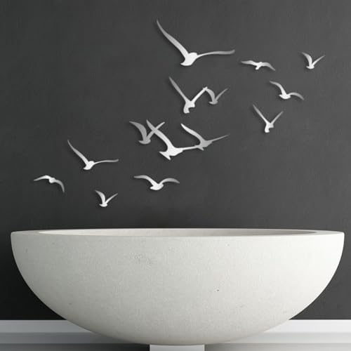 Kewhush Metal Bird Wall Art Set Black 19x7