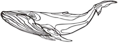 Xedatric Whale Metal Wall Decor - Coastal Blue Whale Sculpture 197X69inch Black