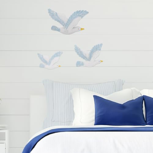 HEALLILY 3pcs Wall Art Resin Seagull Statues Coastal Decor