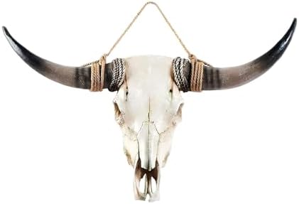 KIWZXKA Longhorn Cow Skull Wall Decor - Handmade Faux Taxidermy Art