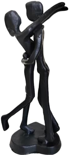 Modern Iron Couple Sculpture 6th Anniversary Gift Black Metal Art Statue
