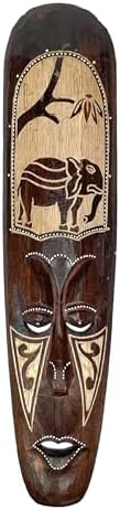 Artisan-Carved Wooden African Animal Wall Masks Set of 5