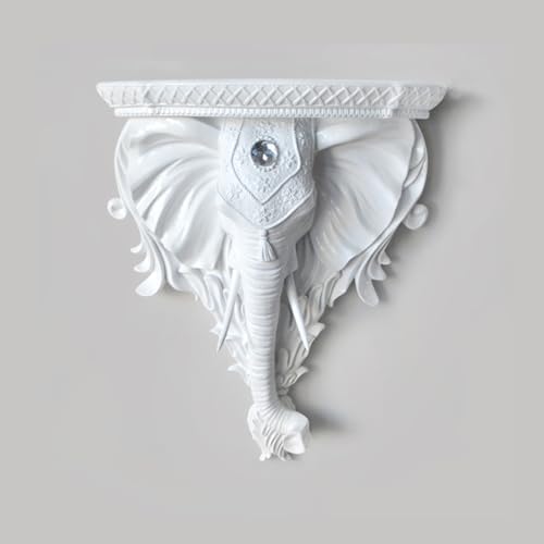 118 Inch Artificial Elephant Head Wall Decor with Shelf