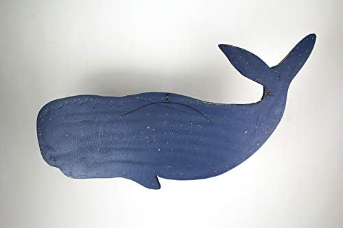 Zeckos 30 Inch Blue Carved Wood Whale Wall Decor