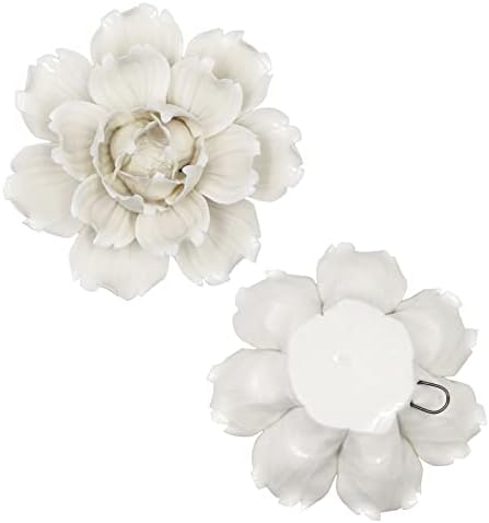 LIUCOGXI 5 Pcs White Ceramic Peony Wall Sculpture