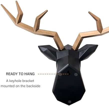 Keygift Geometrical Deer Head Wall Decor Black and Copper