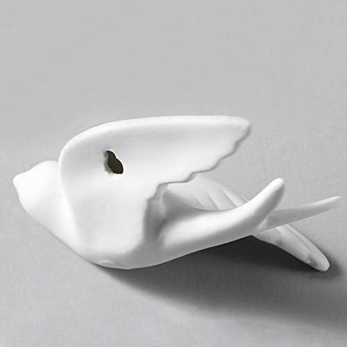 Set of 6 White Ceramic Birds Wall Hanging Decor