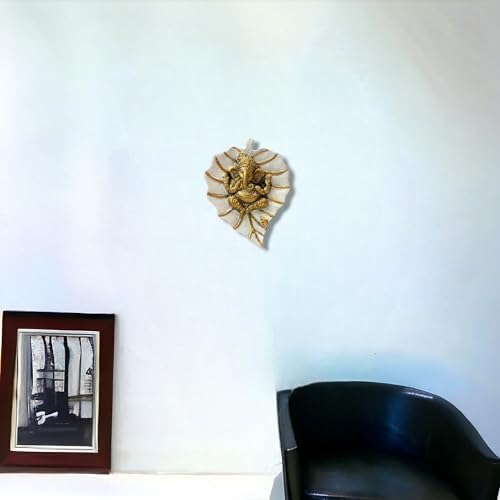 Charmy Crafts Ganesha On Leaf Wall Sculpture