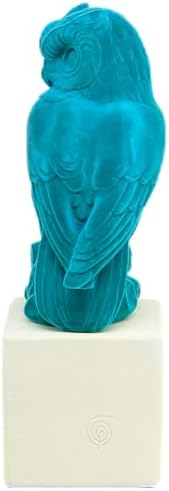Turquoise Flocked Owl Sculpture for Home and Office Decor