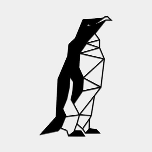 BONPERLA Geometric Penguin Wall Art - Modern Black Metal Decor
