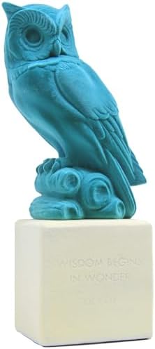 Turquoise Flocked Owl Sculpture for Home and Office Decor