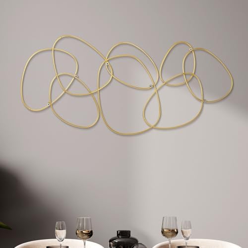 Hicarer 3 Pcs Interlocking Gold Rings Wall Sculpture