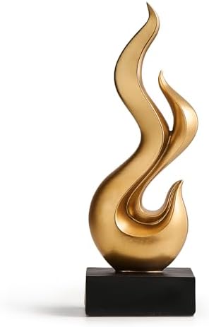 Modern Abstract Art Flame Statue Gold Resin Sculpture for Living Room and Office Decor
