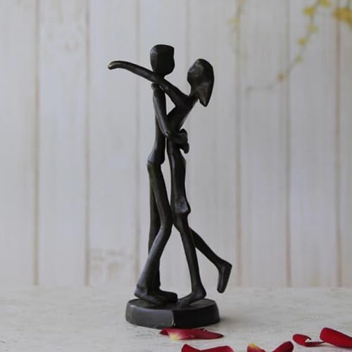 Modern Iron Couple Sculpture 6th Anniversary Gift Black Metal Art Statue