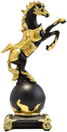 Standing Horse Resin Statue Elegant Desk Decor Black