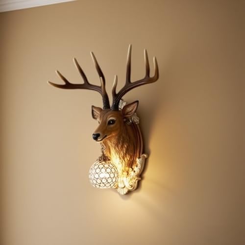 Modern Deer Head Wall Lamp Resin Sculpture