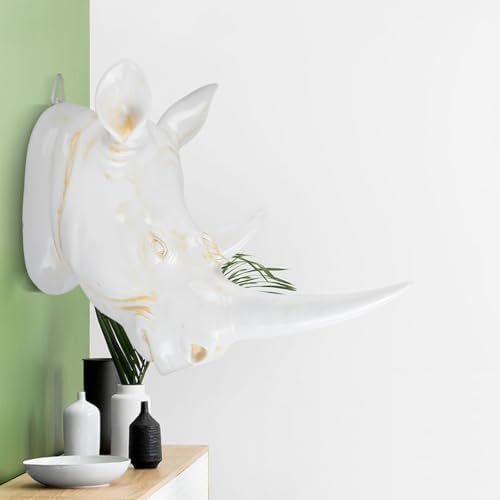 11 Inch Resin Rhino Head Wall Decor Art