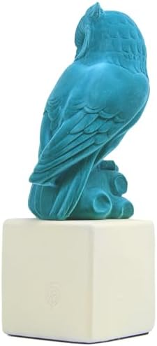 Turquoise Flocked Owl Sculpture for Home and Office Decor