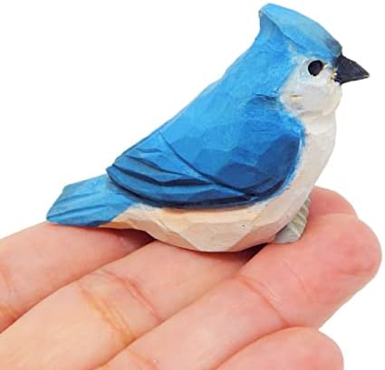 Hand-Carved Tufted Titmouse Wood Figurine - Miniature Sculpture Ornament