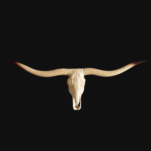 Skull Head Long Horn Wall Decor Handmade Resin Sculpture