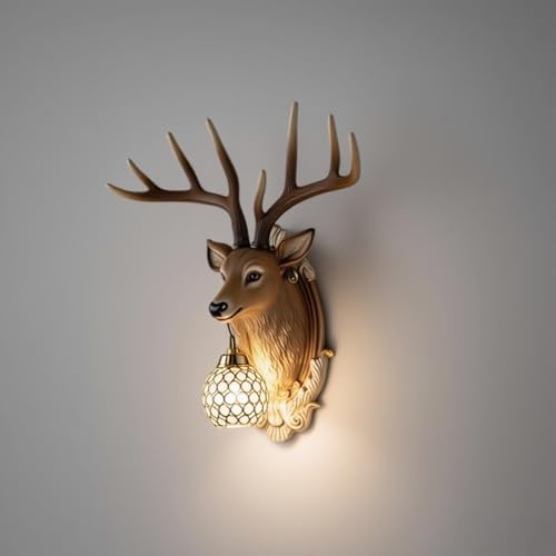 Modern Deer Head Wall Lamp Resin Sculpture