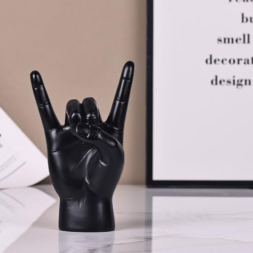 Qianling 77 Inch Black Resin Rock On Hand Statue