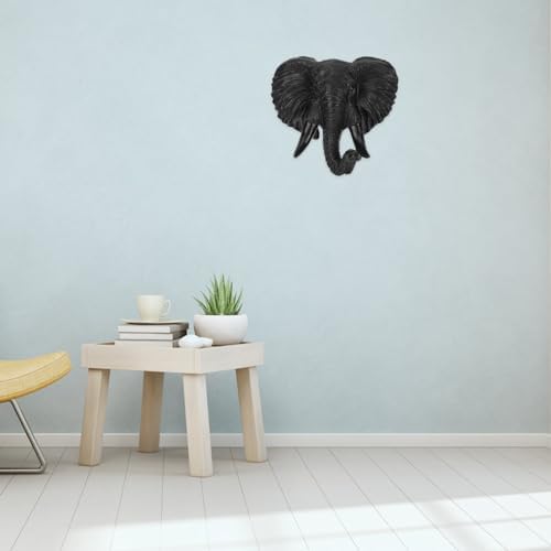 Luxshiny Elephant Head Wall Decor 3D Resin Sculpture
