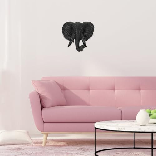 Luxshiny Elephant Head Wall Decor 3D Resin Sculpture