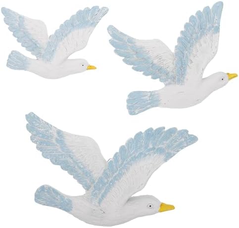 HEALLILY 3pcs Wall Art Resin Seagull Statues Coastal Decor