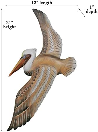 Hand-Carved Wood Flying Pelican Wall Decor