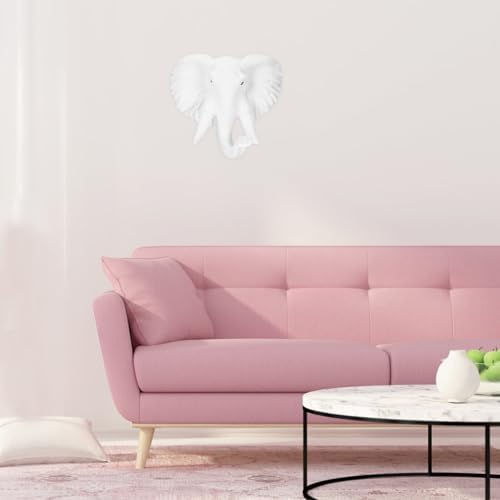 MAGICLULU Head Wall Sculpture Elephant Hanging Art Decor for Wild Animal Lovers White