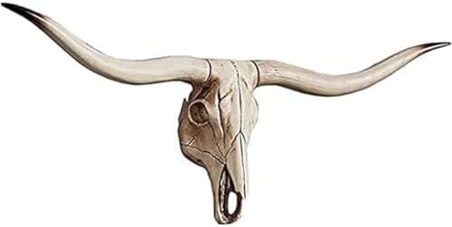 Long Horn Bull Skull Wall Decor Art Sculpture