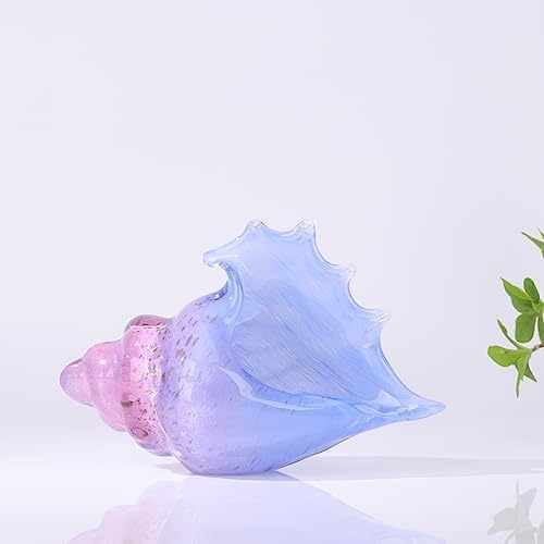 Hand Blown Glass Conch Statue Coastal Decor