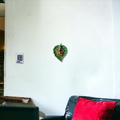 Charmy Crafts Metal Ganesha on Leaf Wall Hanging