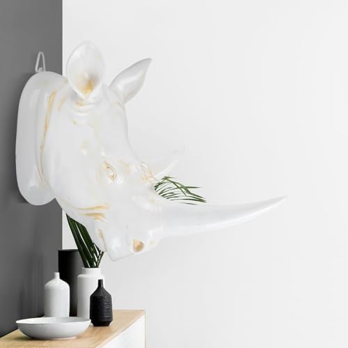 11 Inch Resin Rhino Head Wall Decor Art