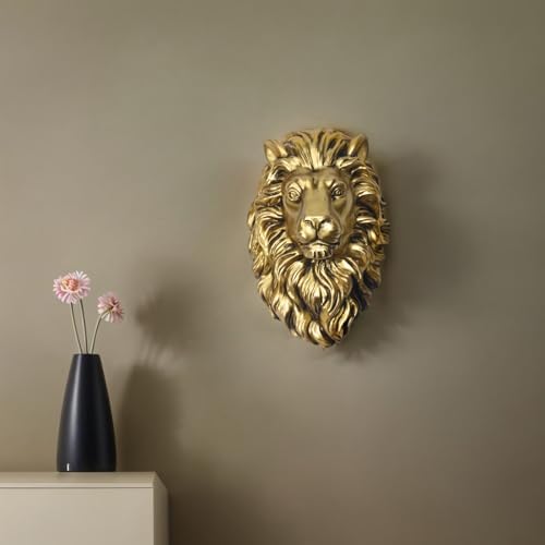 LUOWENXIANG Gold Lion Wall Sculpture Decor 45x25x65 Inch