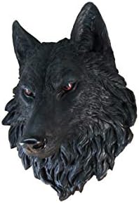 DWK Lucian Black Wolf Wall Statue Bust 16 Inch