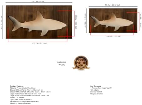 Wooden Neon Light Shark Wall Art Remote Controlled