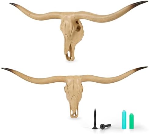 Bison Bull Skull Wall Decor - Realistic Resin Sculpture Art