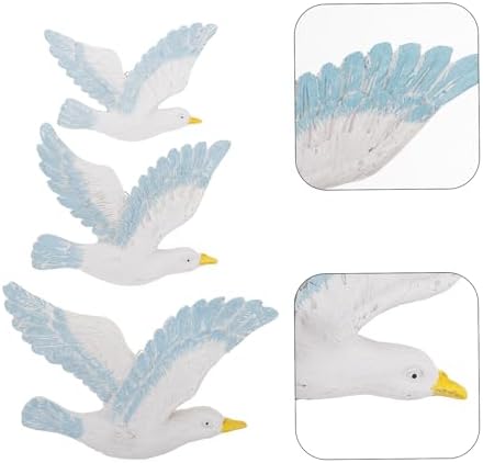 HEALLILY 3pcs Wall Art Resin Seagull Statues Coastal Decor